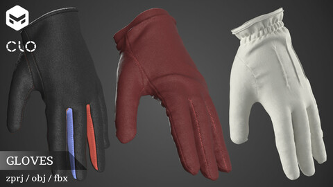 3 Gloves Pack- Marvelous Designer / Clo3d project + OBJ and FBX files / Hand / Clothes