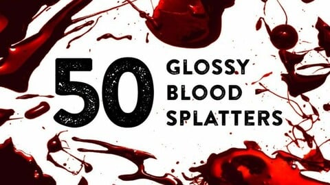 50 Glossy Blood Splatters brushes for Photoshop