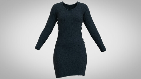 Navy blue wool dress