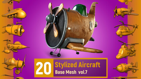 20 Stylized aircraft Base Mesh Vol.7