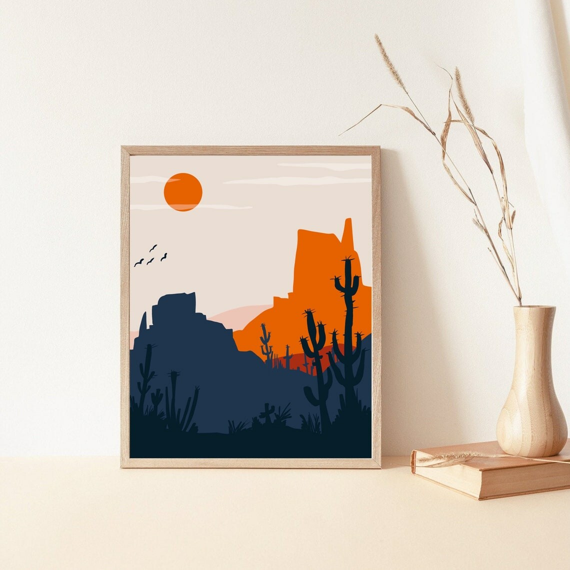 ArtStation - Southwestern Desert Wall Art, Cactus Abstract Mid Century ...