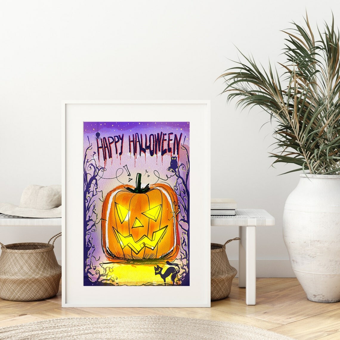 ArtStation - Halloween Print Art Print,Pumpkin Printable Wall Art, Fall
