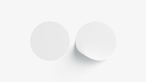 Two White Round Stickers - smooth and bended adhesive labels