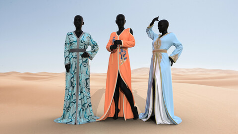Collection of Moroccan Caftan .Clo3D, Marvelous Designer