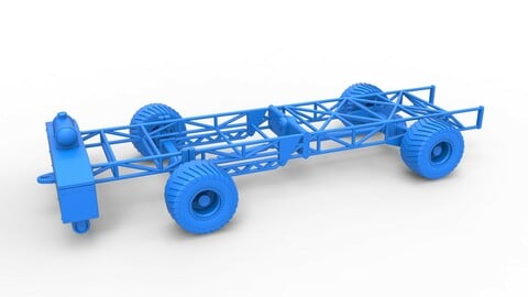 3D printable Diecast Chassis of 4wd pulling truck Scale 1:25