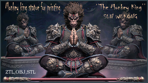 The Monkey King, Sun Wukong, statue for 3d pringting ZTL,OBJ,STL