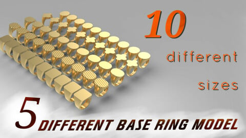 5 different base ring with 10 different sizes