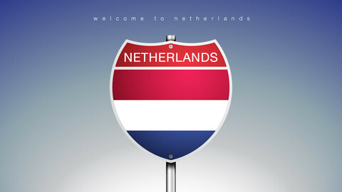 20 ICON The City Label & Map of NETHERLANDS In American Signs Style