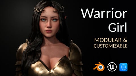 Game-Ready Warrior Girl - Customizable Character for Unreal