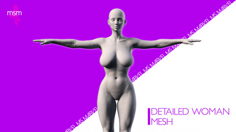 Realistic Woman detailed Body Mesh