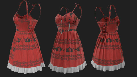 L/W/P Studio CG - Red Double Layer Lace Dress (Topological)