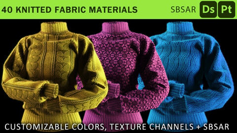 knitted fabric material bundle (sbsar, customizable color)