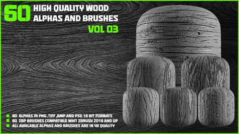 60 High Quality Wood Alphas And Brushes _ VOL 03