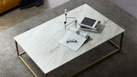 Amelie Marble Marble Gold Sofa Table