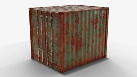 10Ft Cargo Container - Green - Rusted