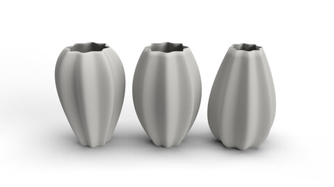 Realistic 3D gray coloured Vase set.