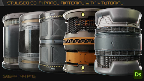 Stylized Sci-Fi Panel Material (Customizable) + Tutorial /(.sbsar and PBR)