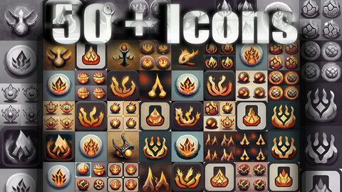 50+ Fire Skill Icon Pack