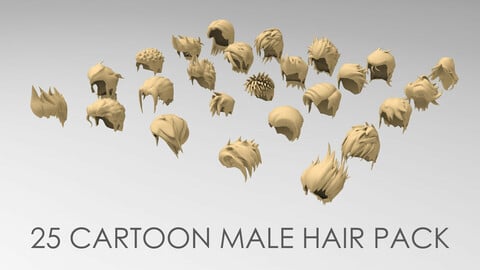 25 cartoon male hair pack