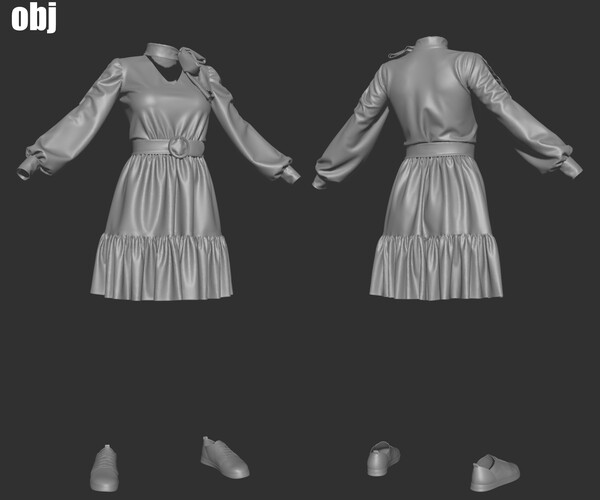 ArtStation - Dress 4_2. Marvelous Designer/Clo3d project + OBJ. | Resources