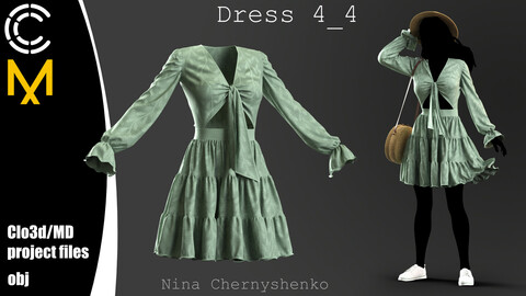 Dress 4_4. Marvelous Designer/Clo3d project + OBJ.