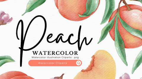 Peaches - watercolor clipart set