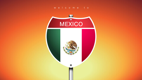 21 ICON The City Label & Map of MEXICO In American Signs Style