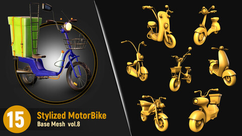 15 Stylized Motorbike Base Mesh Vol.8