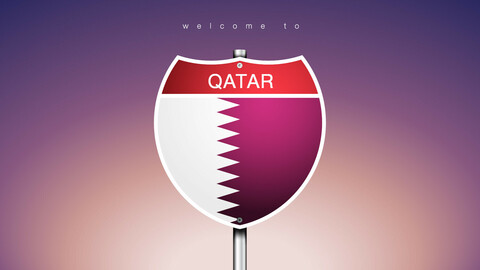 10 ICON The City Label & Map of QATAR In American Signs Style