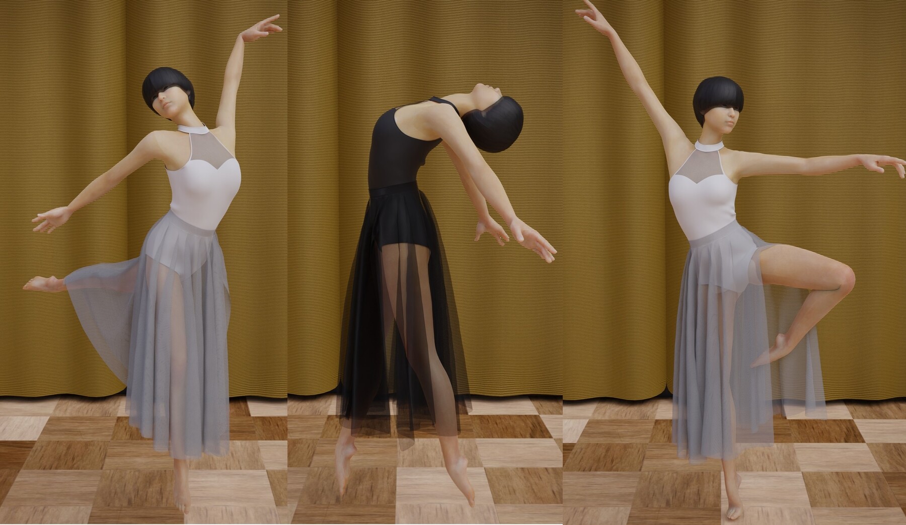female ballet costume - halter neck tulle ballet tutu 3D dress