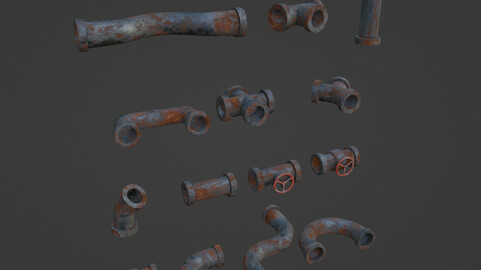 Realistic 14 Industrial Pipe Pack