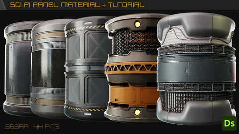Sci-Fi Panel Material (Customizable) + Tutorial /(.sbsar and PBR)