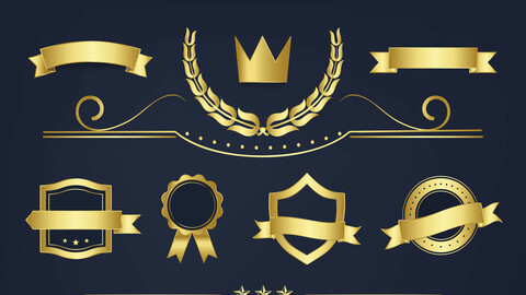 Premium quality badge and banner collection, Golden label, Emblem