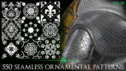 550 Tileable Ornamental Patterns (MEGA Pack)  - Vol 5
