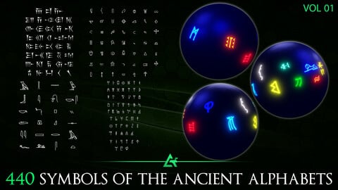 440 Alpha Symbols from The Oldest Alphabets in the World (Mega Pack) + 3 video Tutorial - Vol 1
