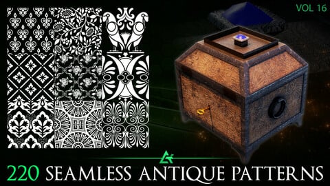220 Alpha Seamless Antique Patterns (MEGA Pack) - Vol 16