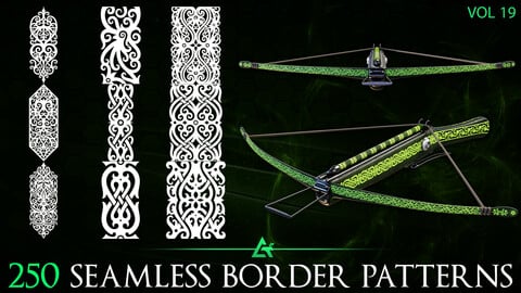 250 Alpha Seamless Border Patterns (MEGA Pack) - Vol 19
