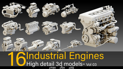 16 Industrial Engines- Vol 03- High detail 3d models
