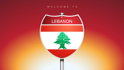 27 ICON The City Label & Map of LEBANON In American Signs Style