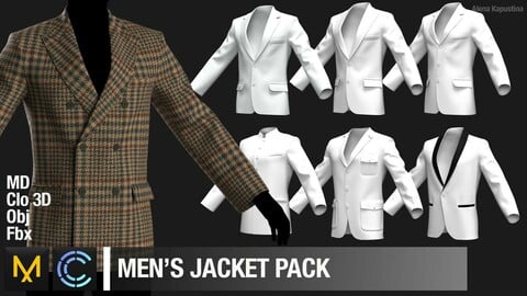 Classic men's jackets pack / Marvelous Designer / Clo 3D project