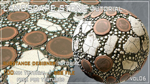 Landscape Stone04 Tutorial (100min substance designer tutorial) + SBS File + Free PBR Textures VOL 06