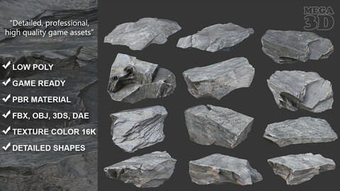 Gray Casual Rock Photogrammetry 220706 - Ultra HD 16K Textures