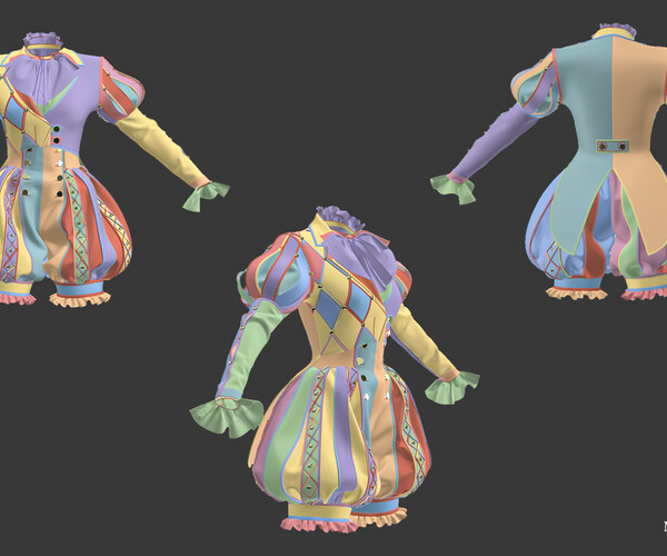 ArtStation - Female jester outfit / Marvelous Designer/Clo3D project ...