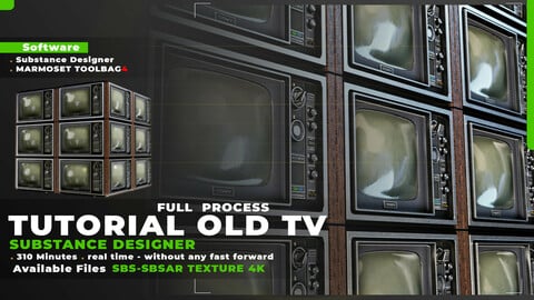 Old Tv Tutotial Substance Designer Material+Texture4k + Sbsar+Sbs