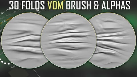 30 Folds VDM Brush and Alphas for ZBrush