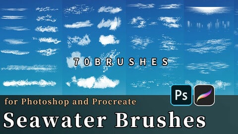 70 Seawater Brushes  for Photoshop and Procreate