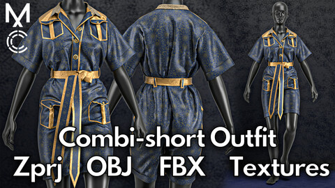 Combi-short No.1 : Marvelous Designer + Clo3d + OBJ + FBX + Texture
