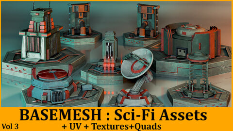 50 Scifi BaseMesh Vol 3 ( Texture + UV )