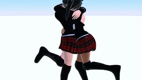 2 Anime girls hugging
