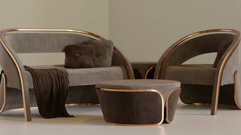 Furniture Set - Modern Sofa, Armchair, And Tables